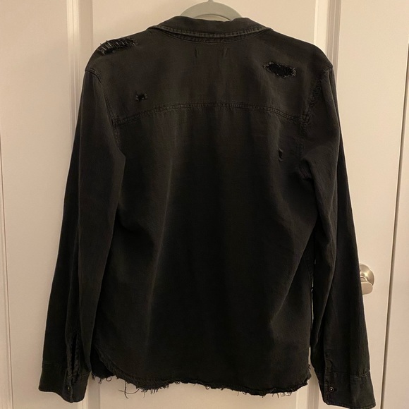 Black Chambray Distressed Button-Up - Picture 8 of 13